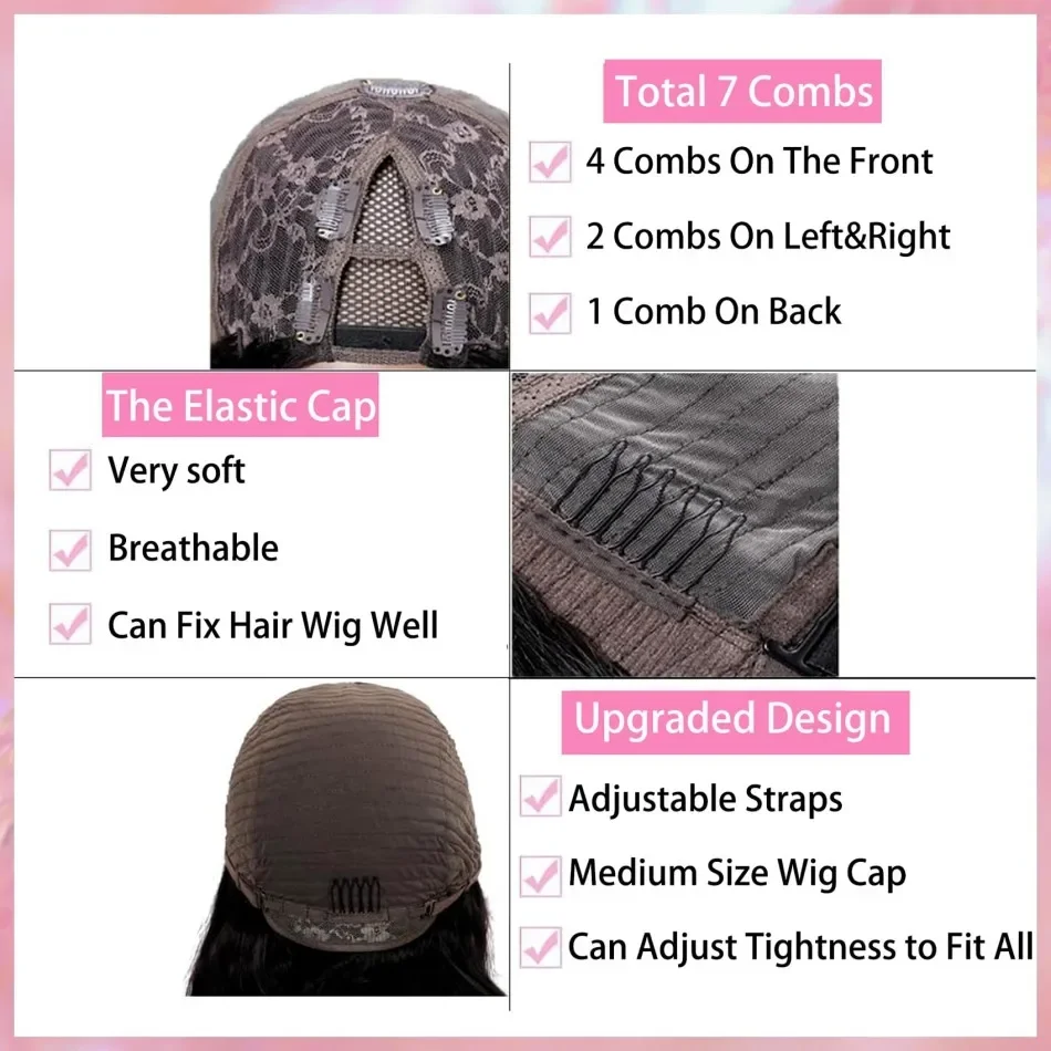 الخامس جزء الباروكات الجسم موجة خصلات الشعر المستعار الإنسان ترقية U جزء غلويليس الباروكات كامل مشبك للرأس في نصف شعر مستعار لا ترك الدانتيل الجبهة الباروكات 30 في #4