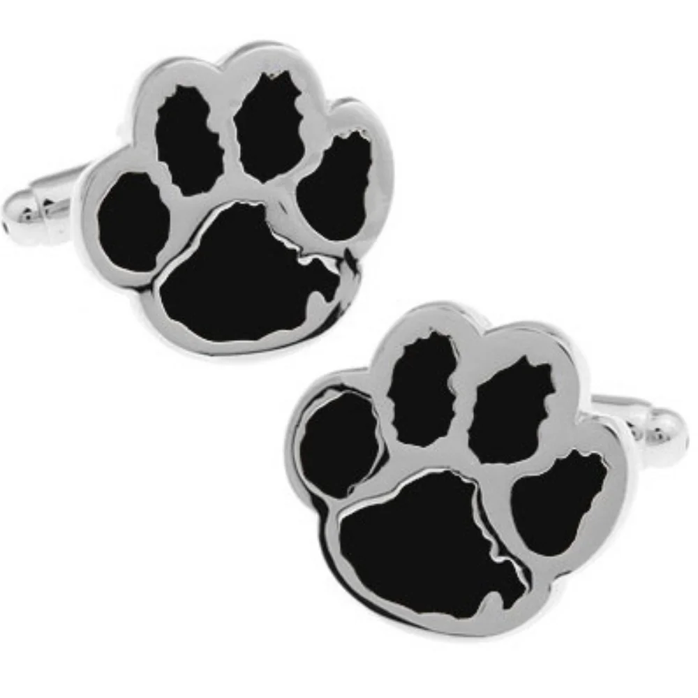 Black Paw Print Cufflinks Animal Footprint Enamel Metal Men French Shirt Cuff Links Pet Lover Suit Cufflink Accessories