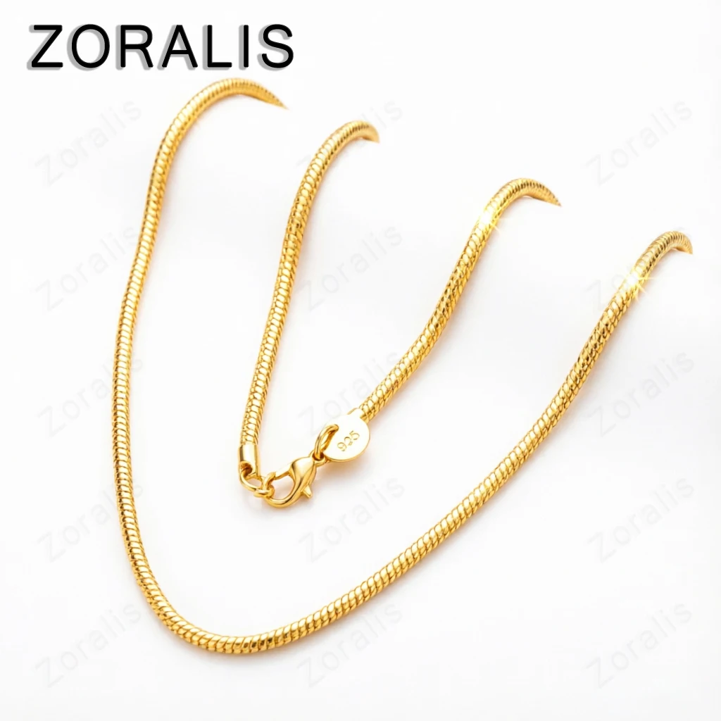 Hot Sale 40-75cm 18K Gold 3mm Snake Chain Necklace Bracelet for Woman Man Wedding Engagement Jewelry Charms Cute