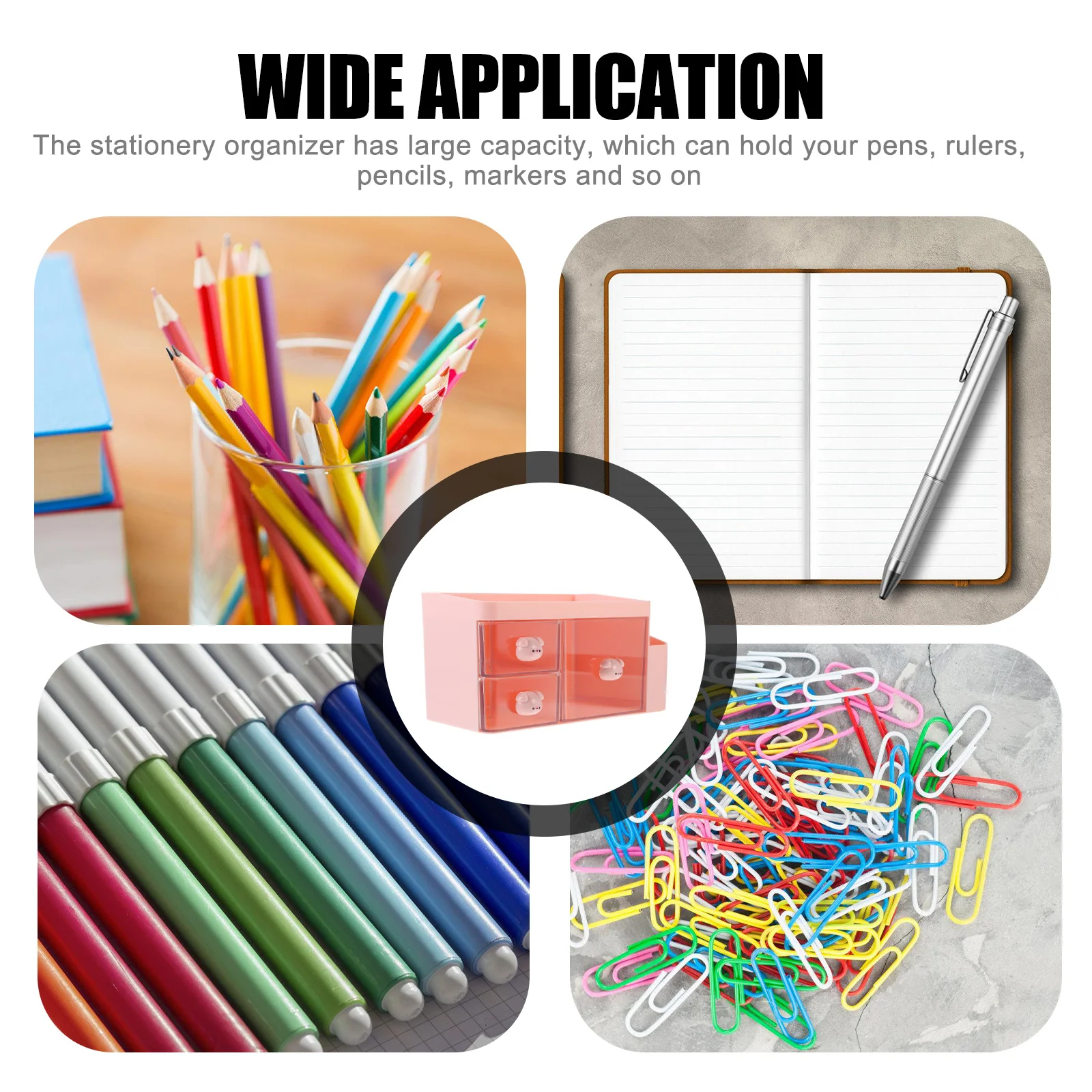 

Stationery Storage Box Organizer White Holder Desk Work Organization Cute Organiser Office Hand Account