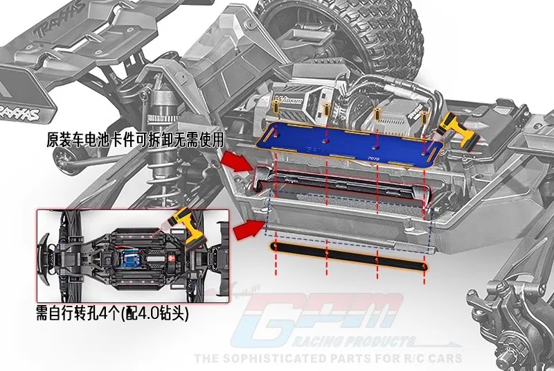 GPM alluminio 7075-T6 batteria Hold-Down Set per TRAXXAS X-MAXX 6S 8S 1/6 XRT