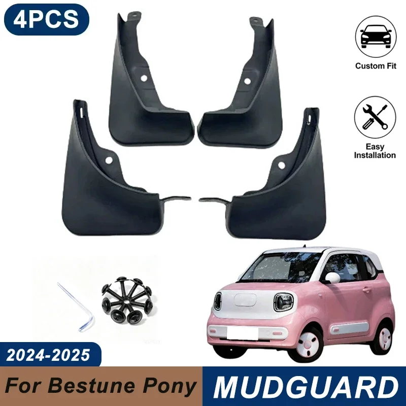 4PCS Car Mud Flaps For Bestune Pony 2024-2025 Waterproof Anti-Splash Fender Mudguards Auto Exterior Accessories