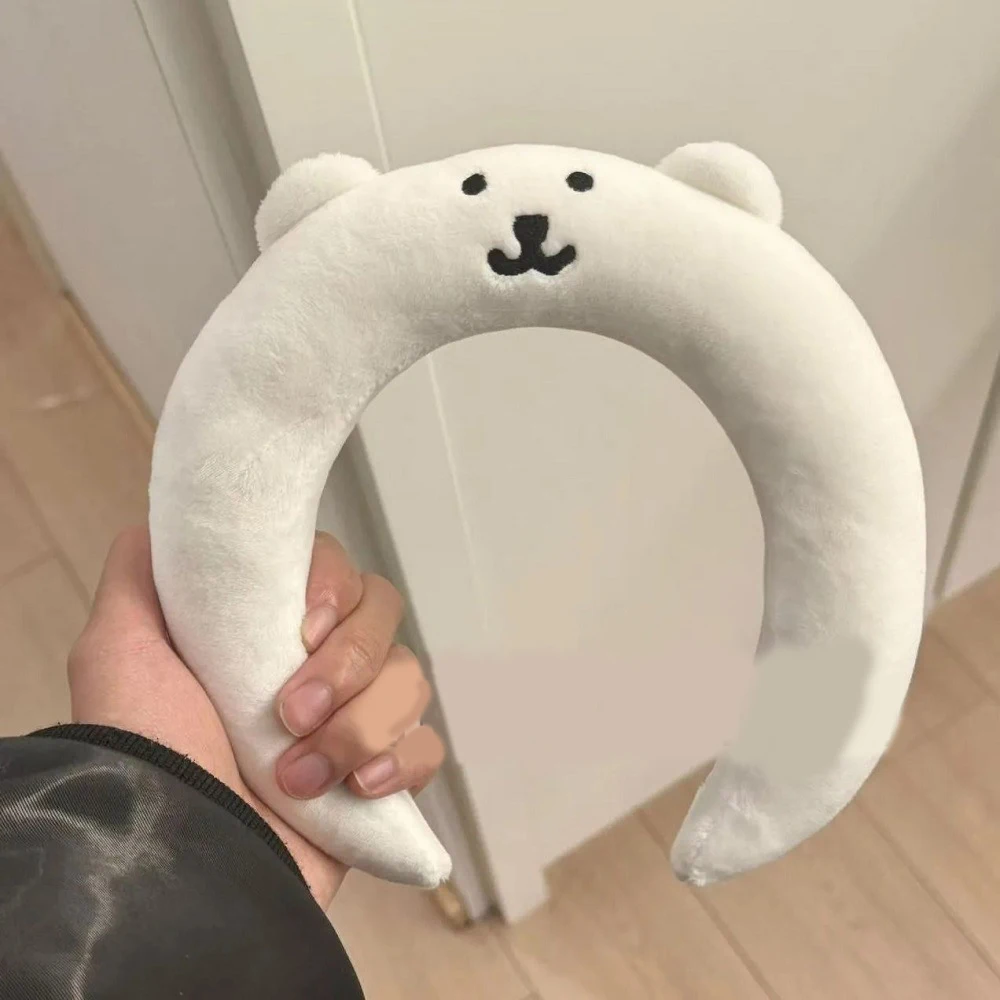 

Новая белая милая самодетонационная кукла-медведь, плюшевый обруч для волос, мытье лица и повязка на голову, пара, высокий головной убор, подарок