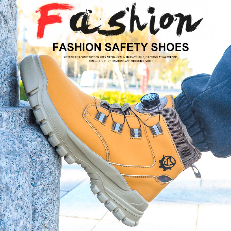 2026 High-Top Lightweight Safety Shoes for Men and Women, Featuring a Rotary Buckle Design, Are Protective Footwear Suitable for