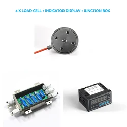 Cella di carico 4x + Display 1 indicatore + 1 scatola di giunzione, sensore di pressione del peso della forza di compressione di prova per bilancia con lettura digitale