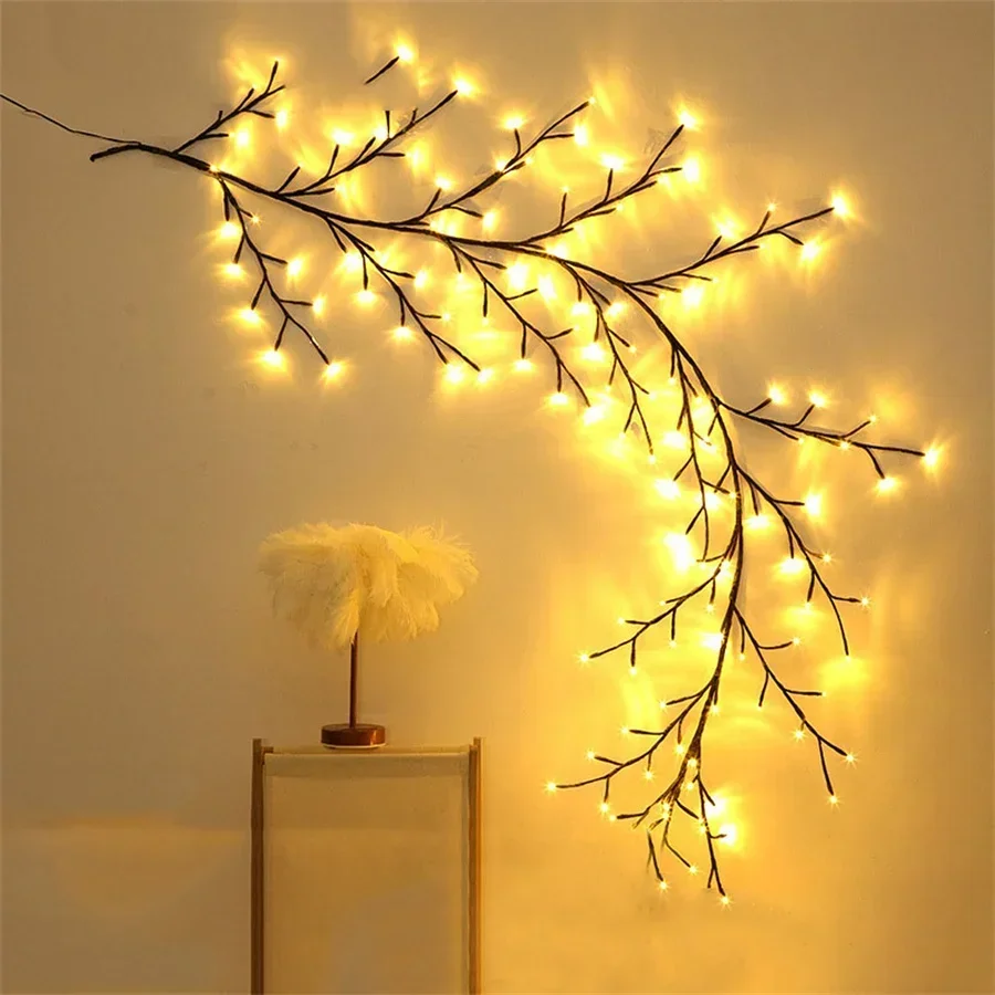 7.5ft 144 LED Enchanted Willow Vine Light With Remote Artificial Christmas Swags Lighted Tree Branch Vines Light for Walls Decor