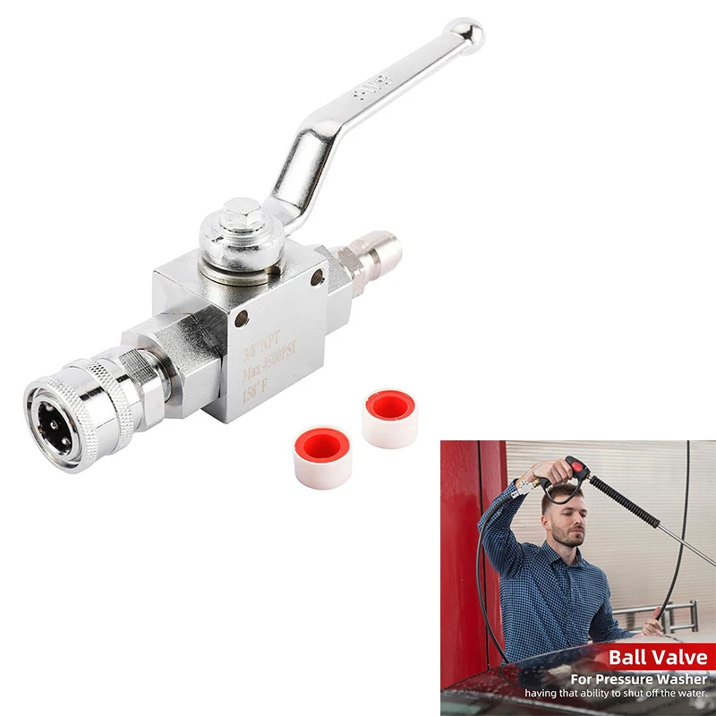 1/4Inch High Pressure Washer Ball Valve Kit, 3/8 Inch Quick Connect for Power Washer Hose, 4500 Psi