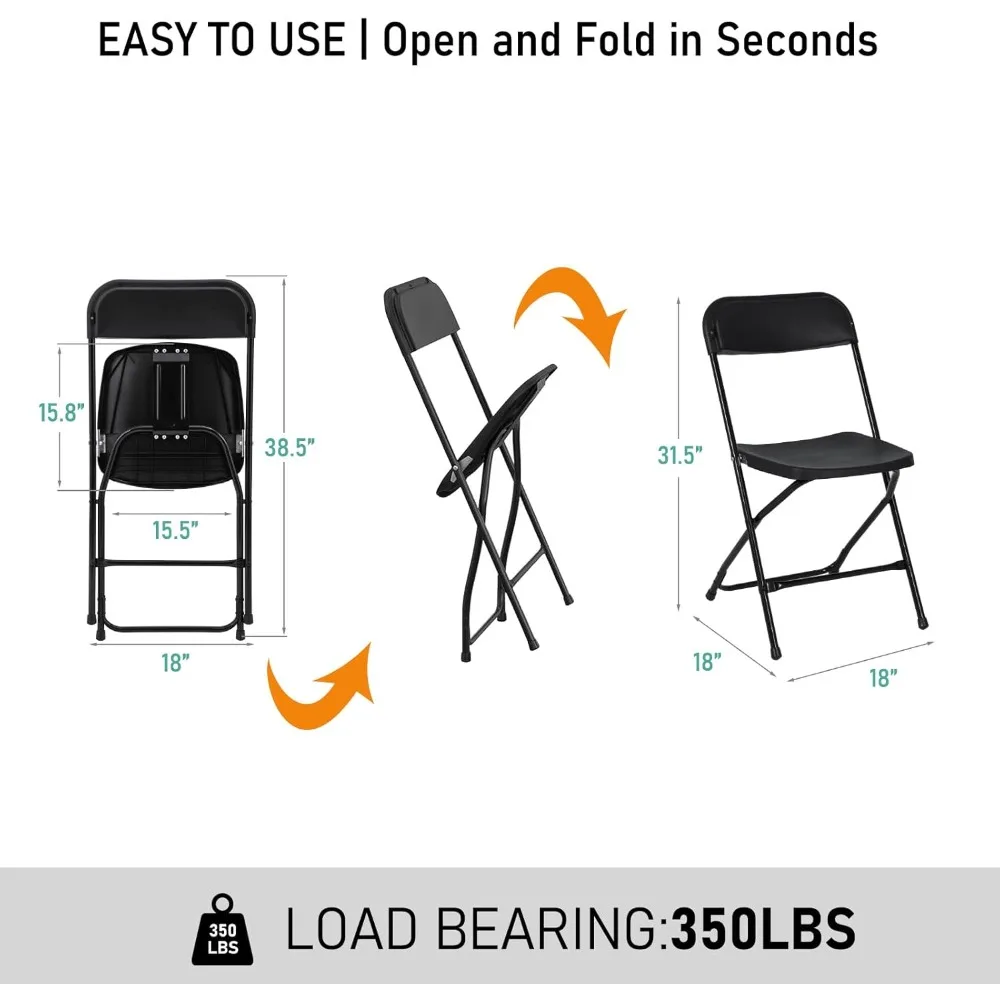 Portable Stackable Commercial Folding Chairs with Steel Frame, 350lb Capacity, Ideal for Indoor Outdoor Events