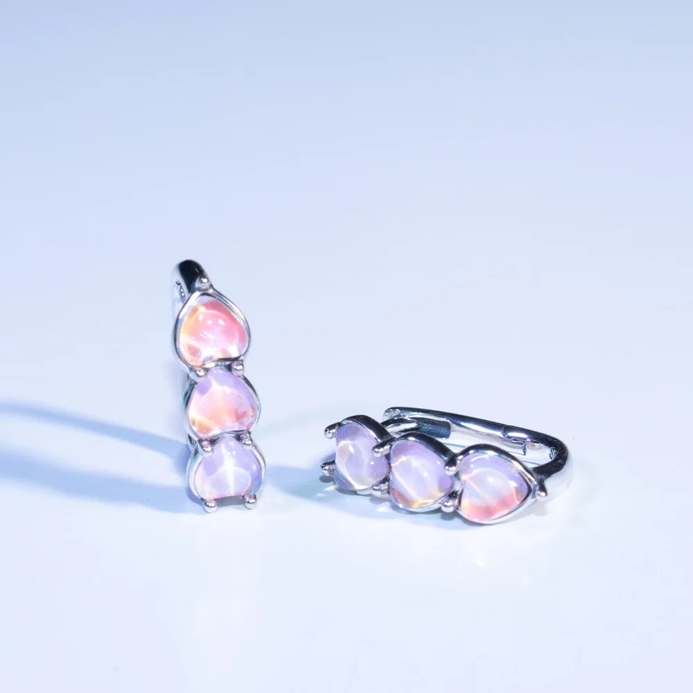 

Stained Glass Earring New Stylish Pink Love Ladies Sweet Cool S925 Sterling Silver Earrings