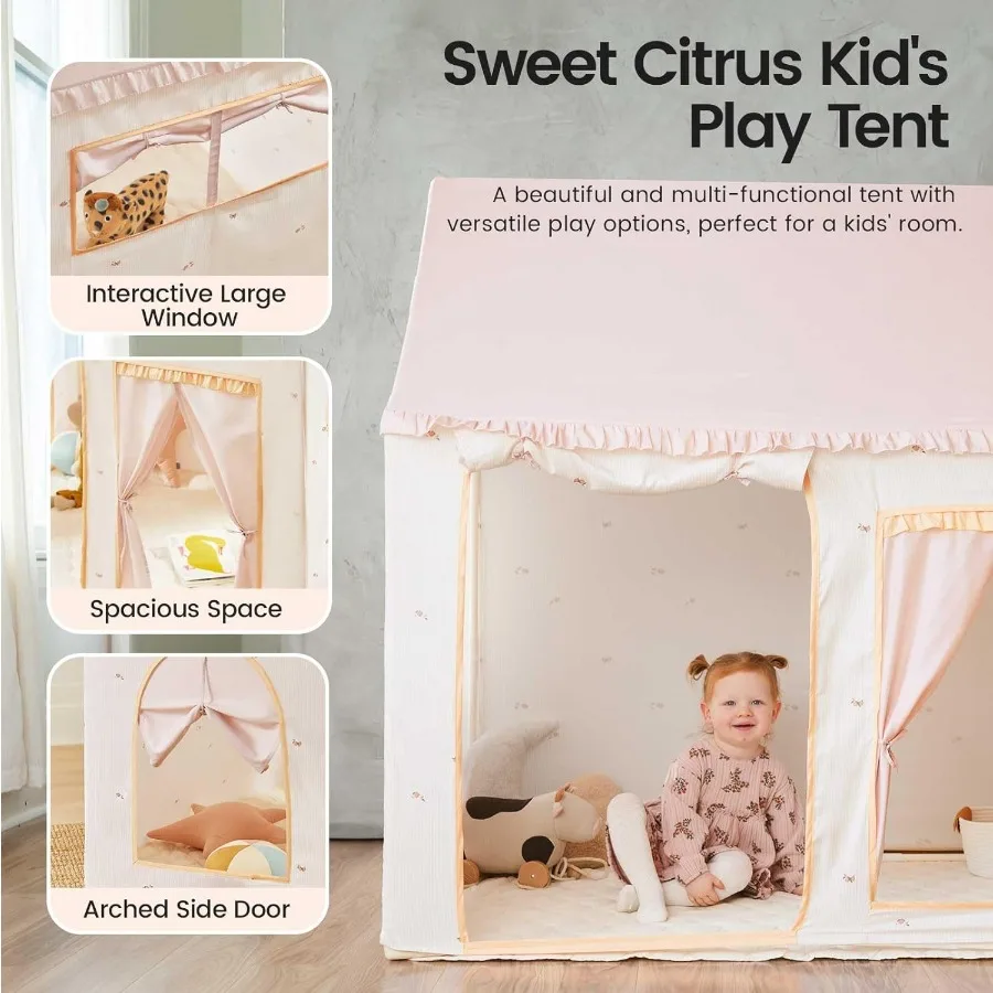 Tenda con tappetino Tenda da gioco per interni per bambini 3+ ragazze Morbido poliestere Rosa Mobili per casetta da gioco Regalo giocattolo