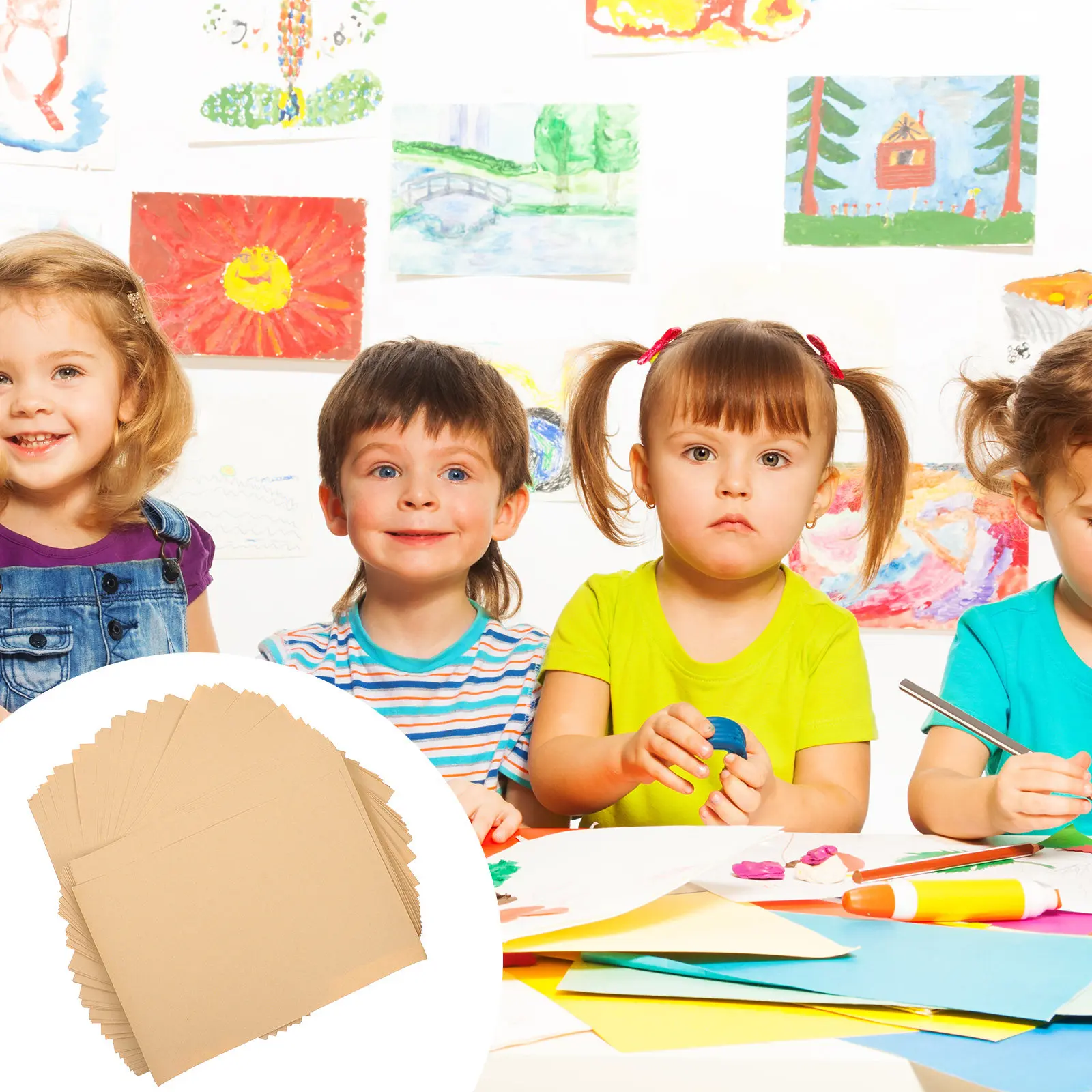 100Pcs Drawing Kraft Paper Multifunctional Painting Cardboard Smooth Surface Thick Kraft Paper for DIY Drawing Practice