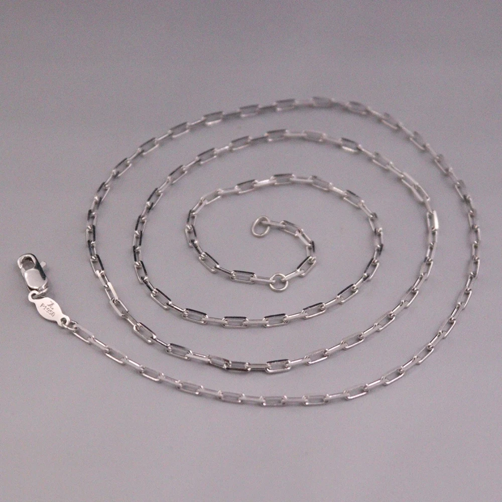 

Real Pure Platinum 950 Chain Women 1.9mm Square Rolo O Link Necklace 6.55g/50cm