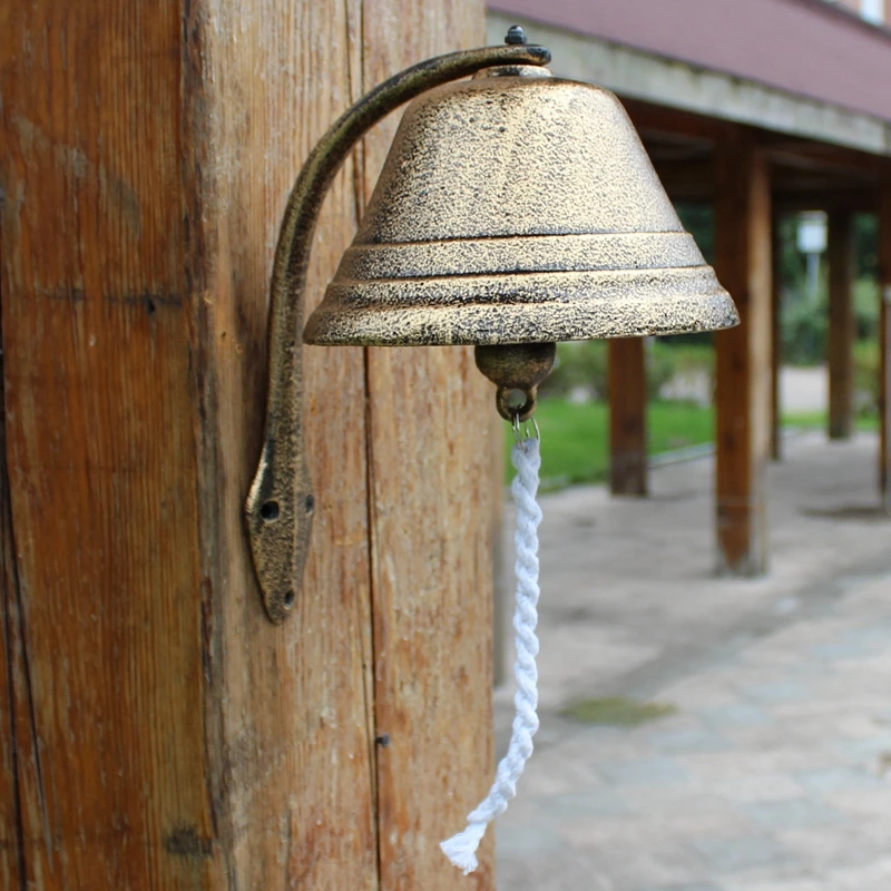 Cast Iron Dinner Bell with Bracket Farmhouse Campana Landscape Bell Small