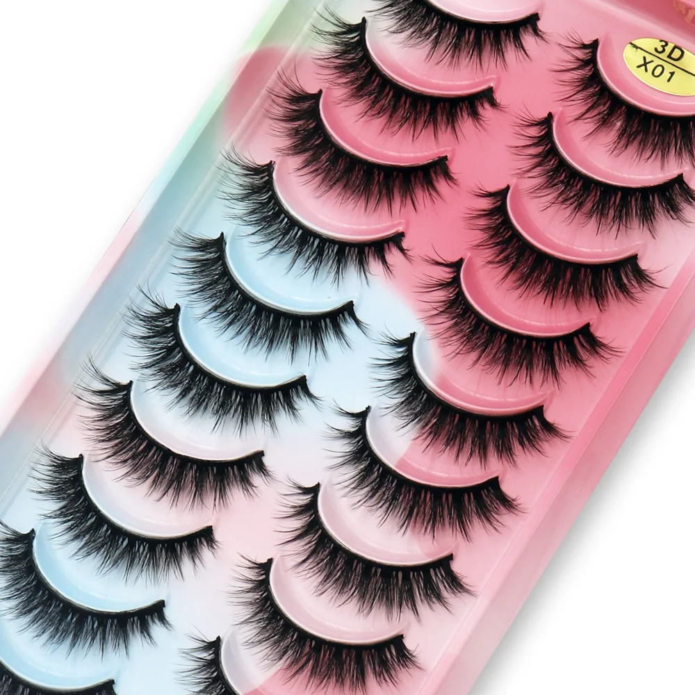 

1 box/10 pairs mink Eyelashes 3D Fluffy soft Natural Eyelash Extension Reusable Lashes Mink False Eyelash Makeup tools wholesale