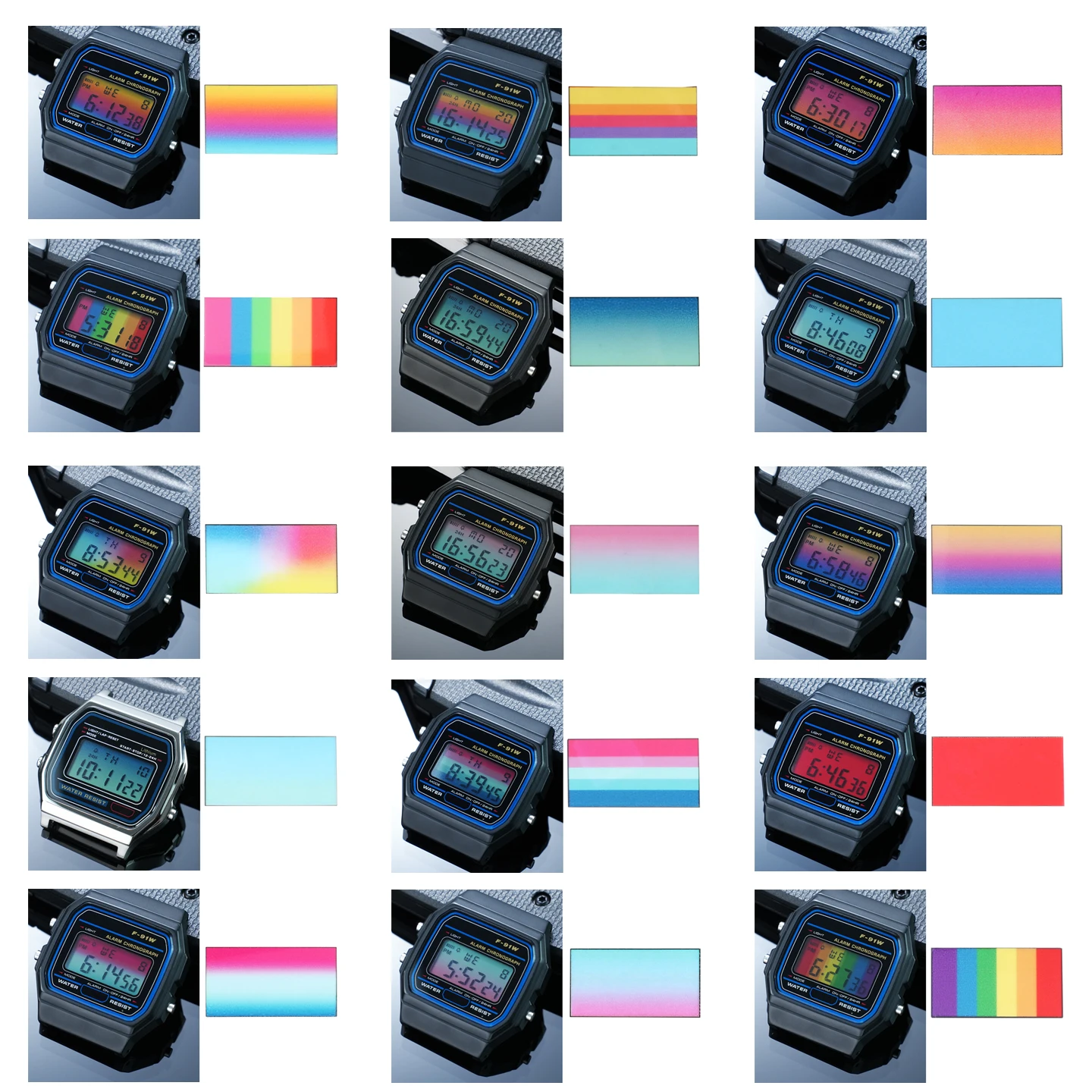 DIY Ins Style Color Screen Protector Film Sticker for Casio F91 F105 A158 A159 A168 Watch, HD Clear Display Protective Cover