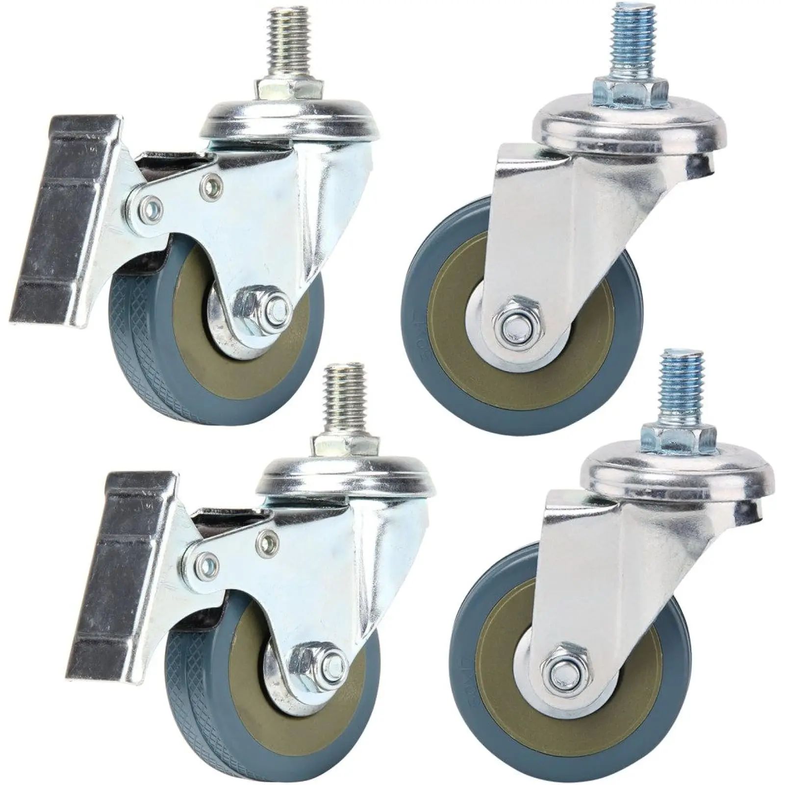 4 x Heavy Duty 50mm Rubber Swivel Castor Wheels Trolley Furniture Caster Brake