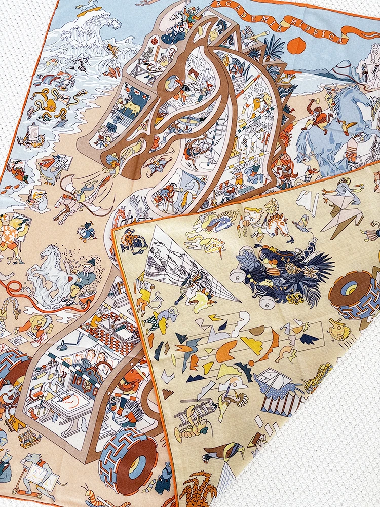 

110CM Silk Cashmere Scarf Women Double Faced Winter Shawls Square Bandanas Neck Head Hair Scarves Women Bag Clothing Accessories