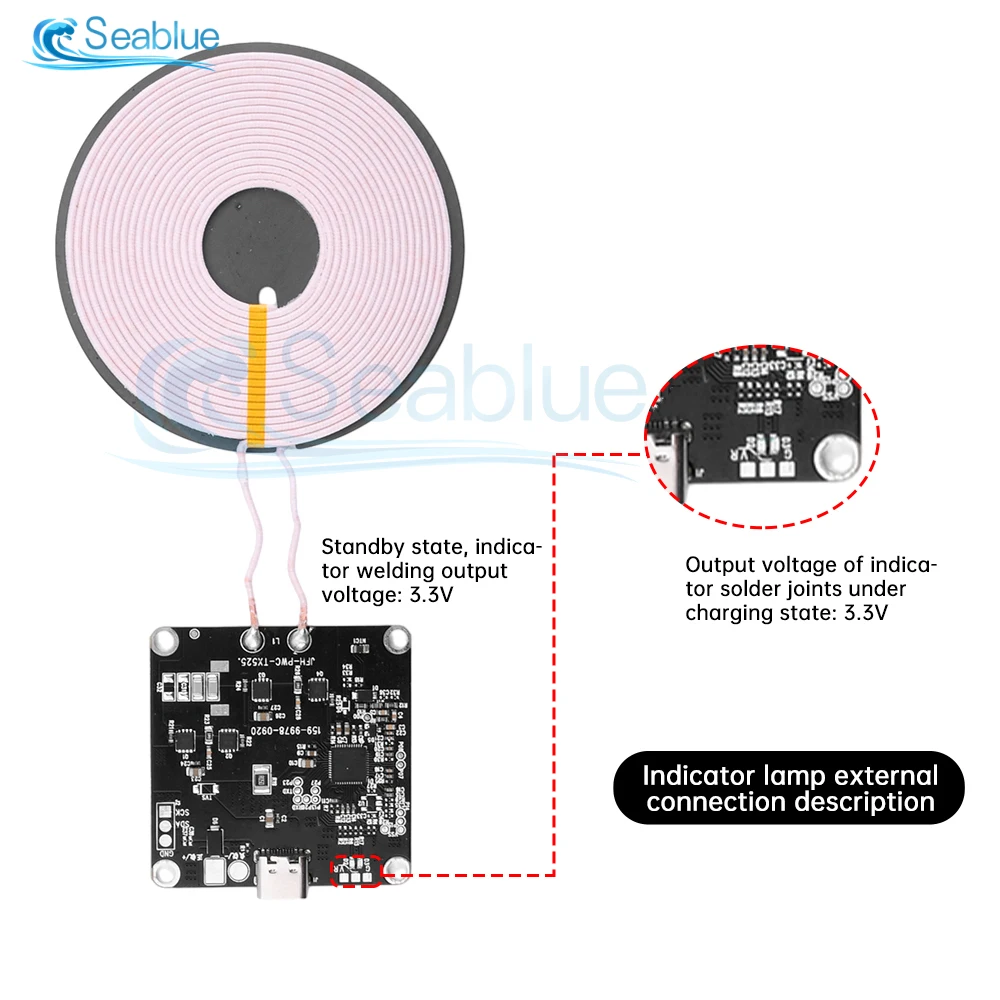 14mm Transmitter Module Coil Circuit Board 15W High-power Fast Charging Mobile Phone Wireless Charger DIY Standard Accessories