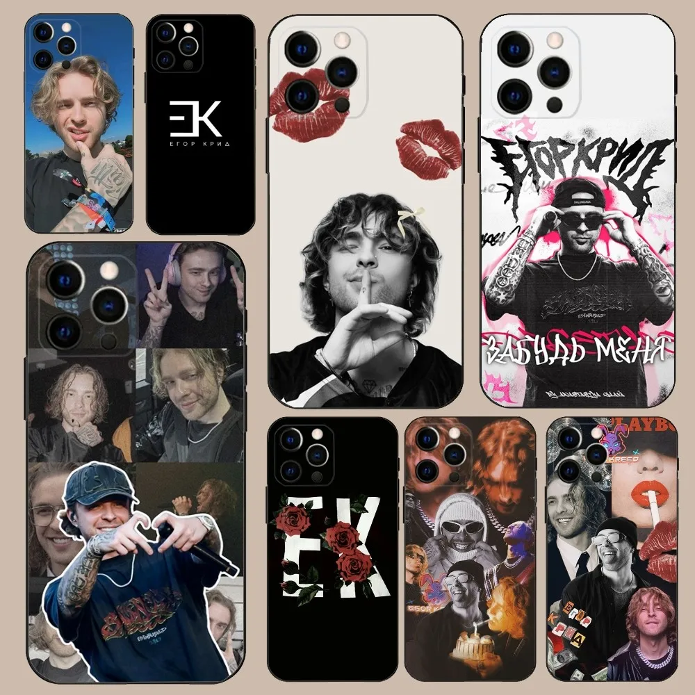 

E-Egor K-Kreed EK Rapper Phone Case For iPhone 16,15,14,13,12,11,Pro,X,XS,Max,XR,Plus,Mini Soft Black Cover