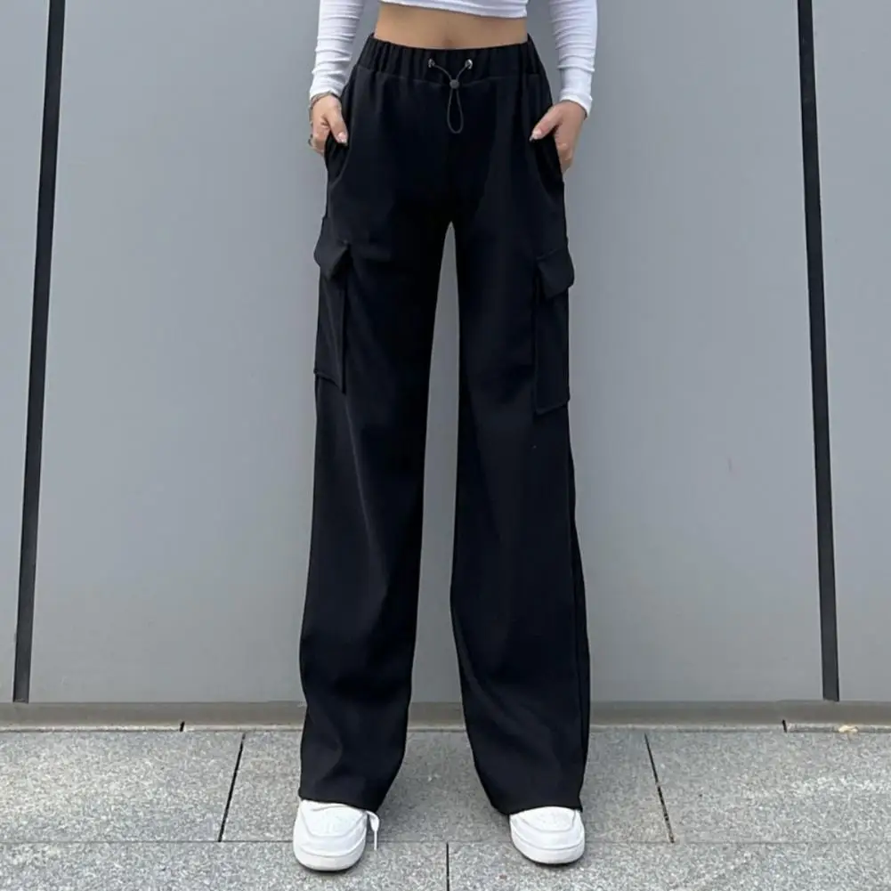 

Vacation Work Pants Women Pocketed Pants Stylish Women's Elastic Waist Casual Pants with Multi Pockets for Spring for Vacation