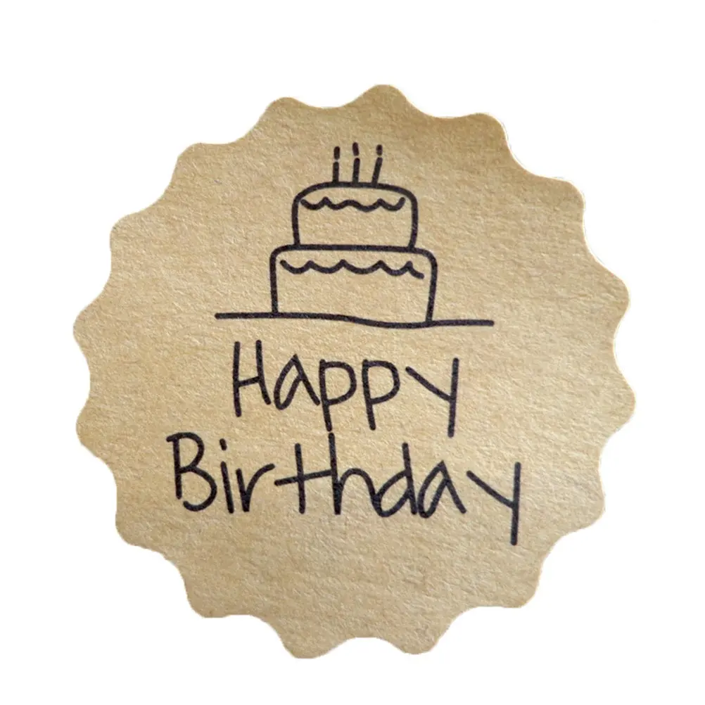 120Pcs Birthday Seal Stickers Kraft Paper Round Tags Thick Craft Cards Included Natural Jute Twine Wedding Favor Labels DIY