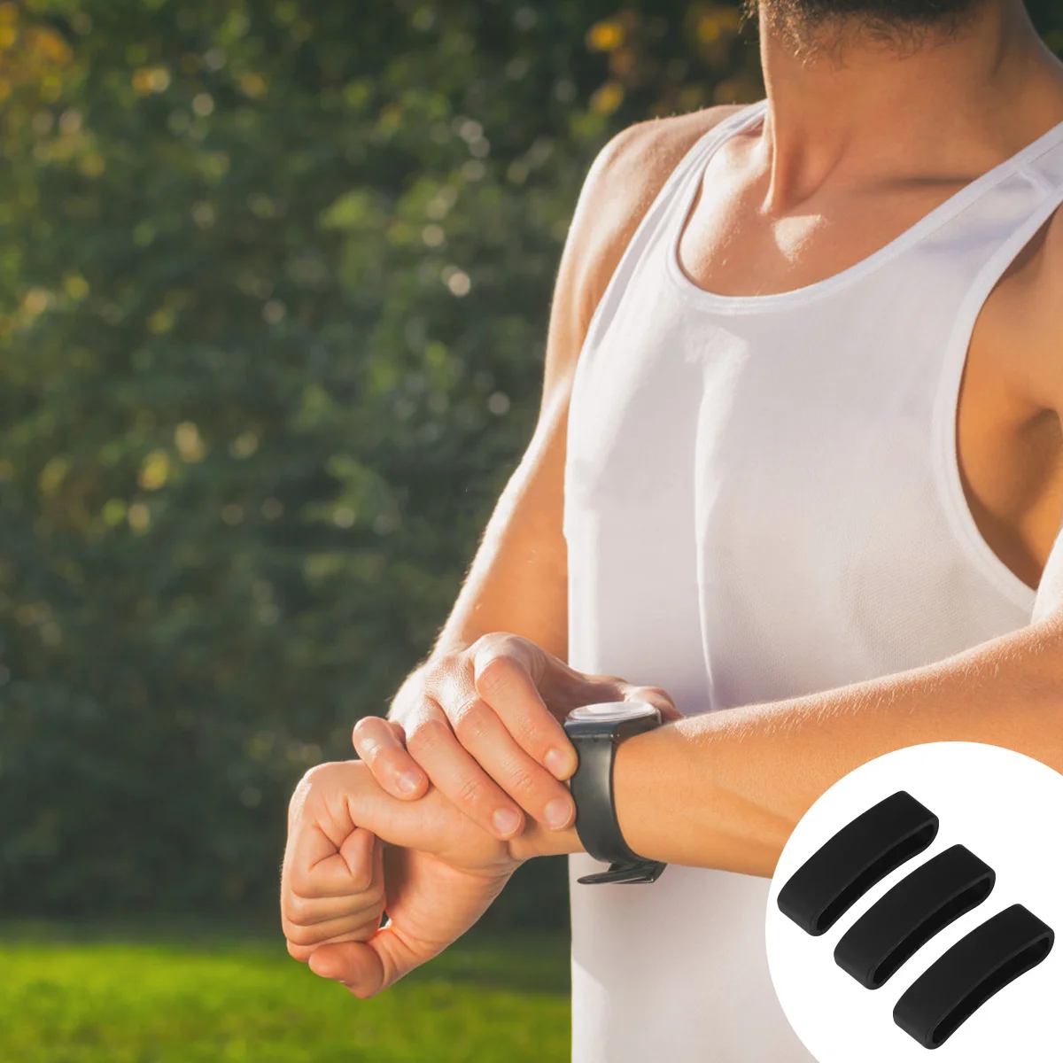 Lot de 3 boucles de bracelet de montre noires en silicone, antidérapantes et élastiques, compatibles avec Suunto Core