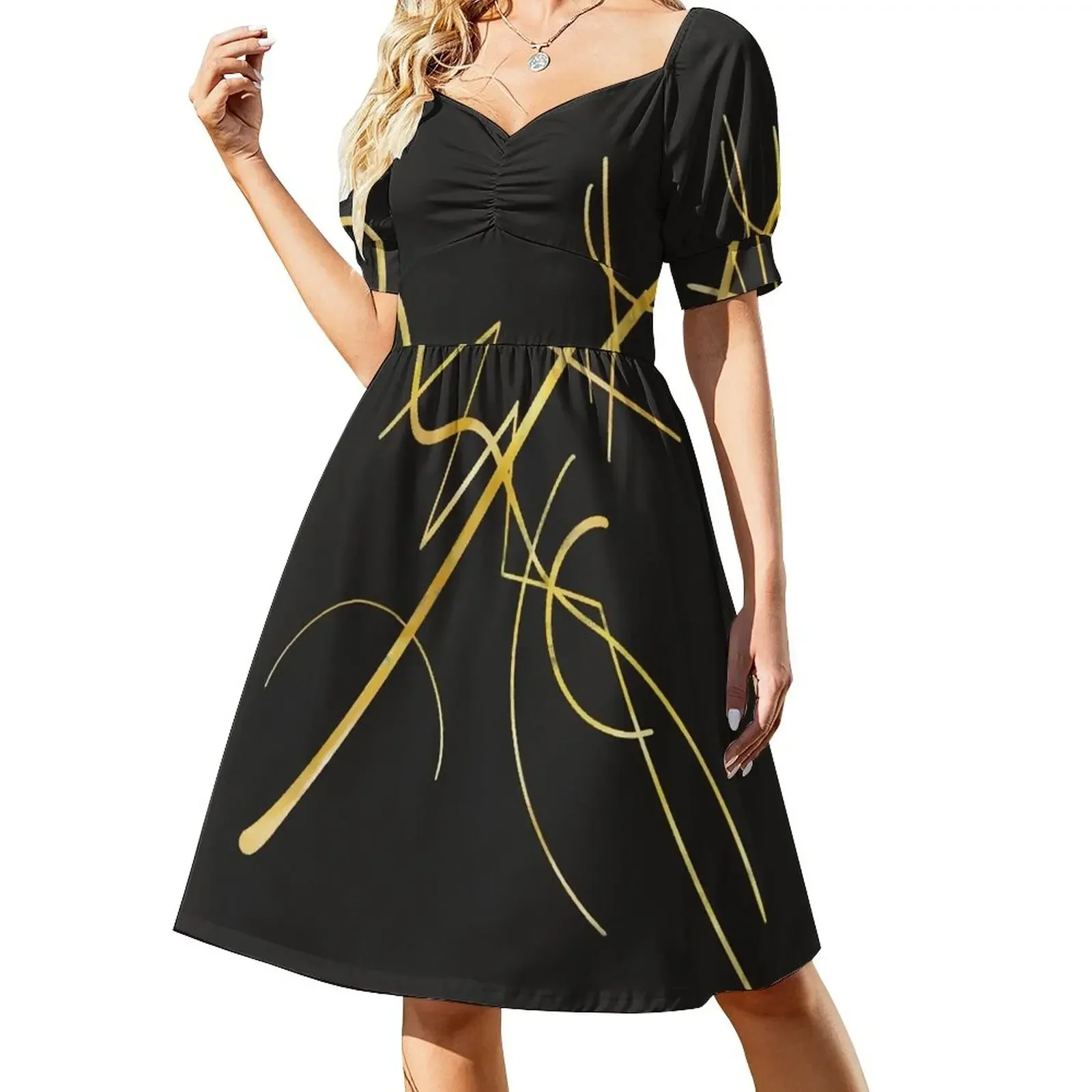 Kandinsky - Black and Gold Sleeveless Dress Elegant gowns women's evening dresses Dress