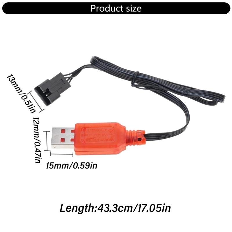  USB Charging Cable for 7.4V Lithium Battery Fast Speed Car 500mA SM4P Plug