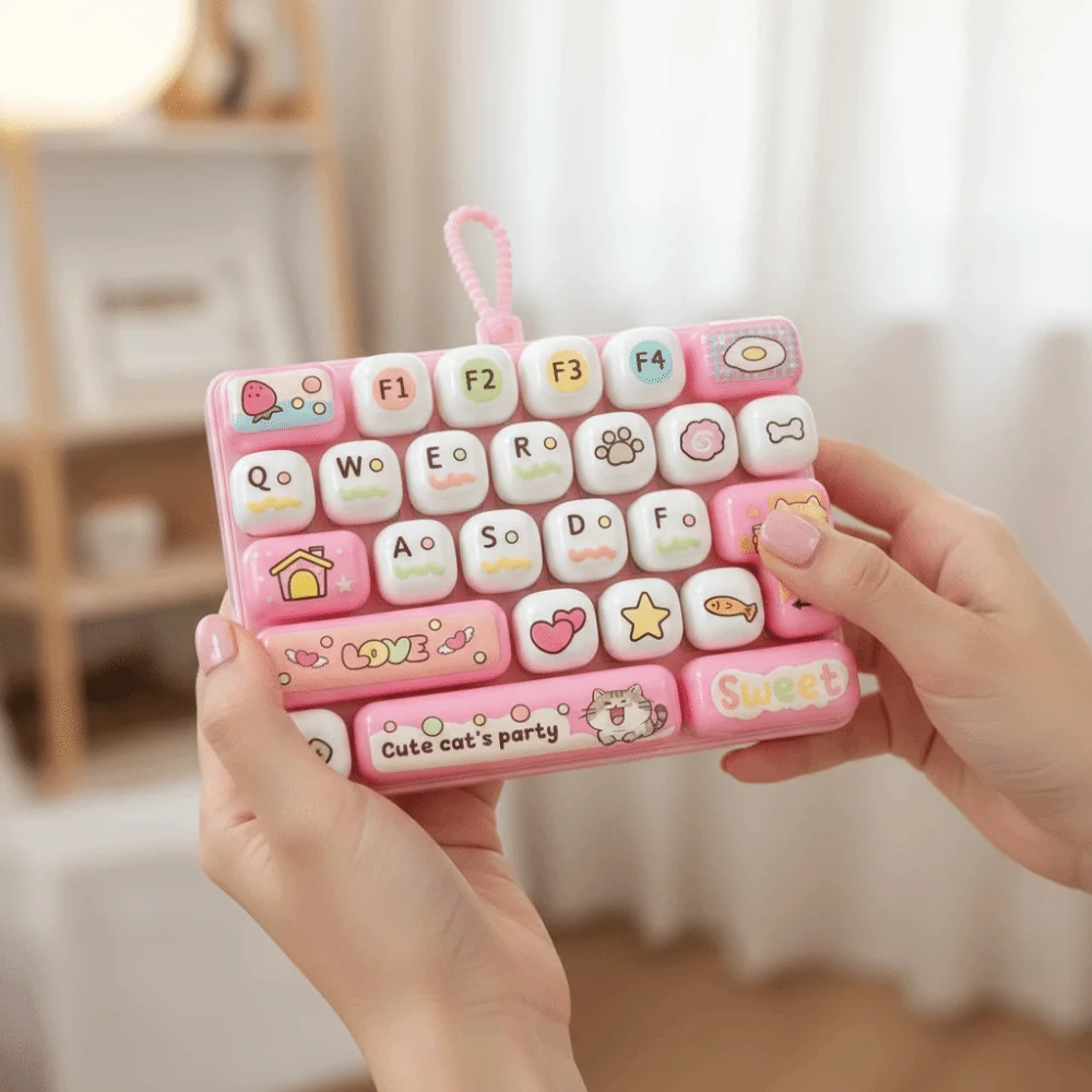 26 Key Decompression Button Creative Style Small Gift Mini Keyboard Pendant Bag Hanging Ornament Cute Design Keyboard Keychain