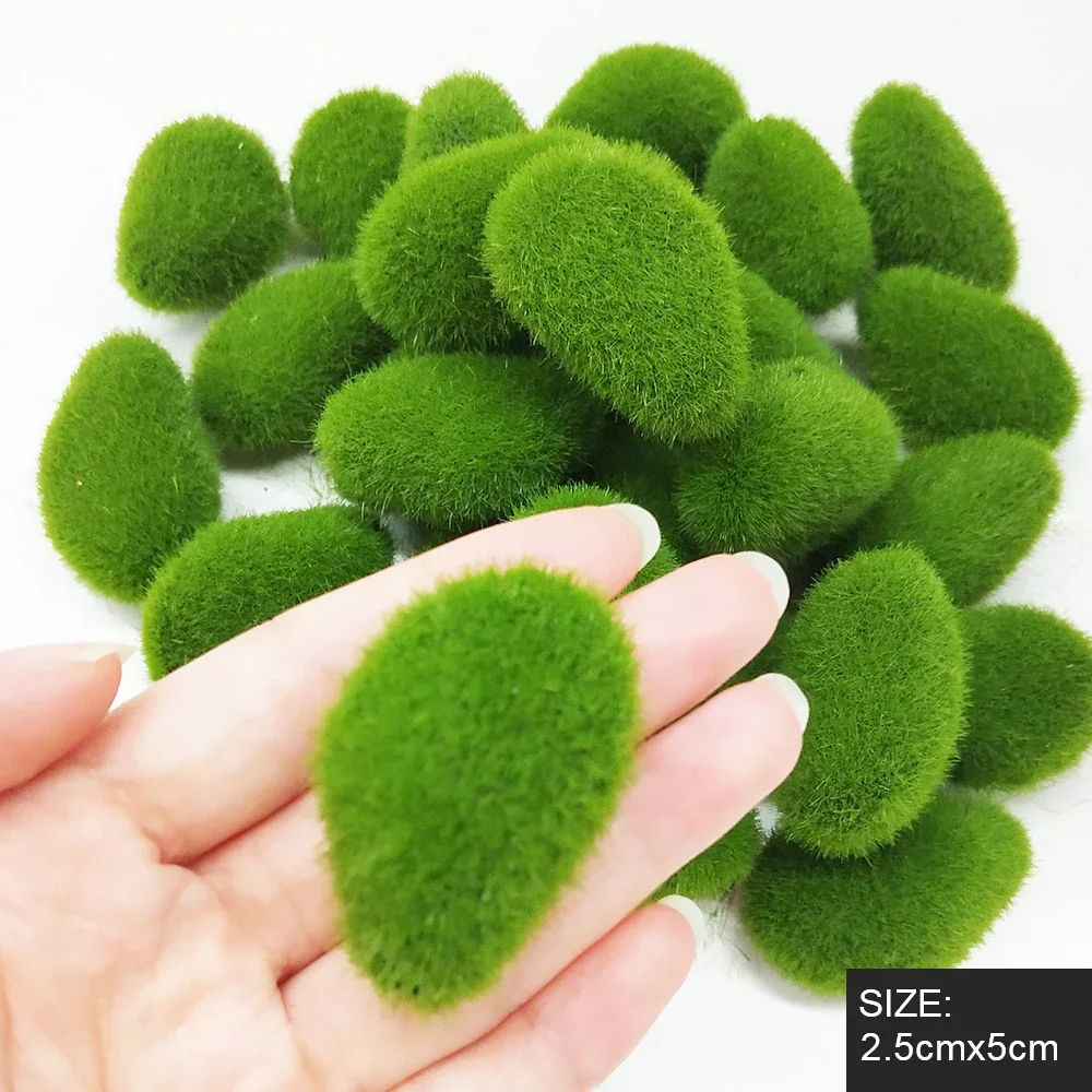 Green For Garden and Crafting Fake Stone Simulation Plant DIY Decoration Creative Crafts Artificial Moss Rocks 30pcs