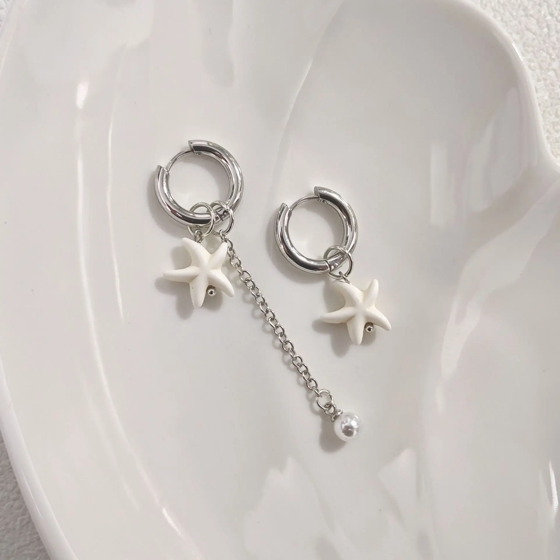 Summer Starfish Drop Earrings for Women Fashion Tassel Hoop Pendant Earrings Bohemia Beach Vacation Style Jewelry Gift