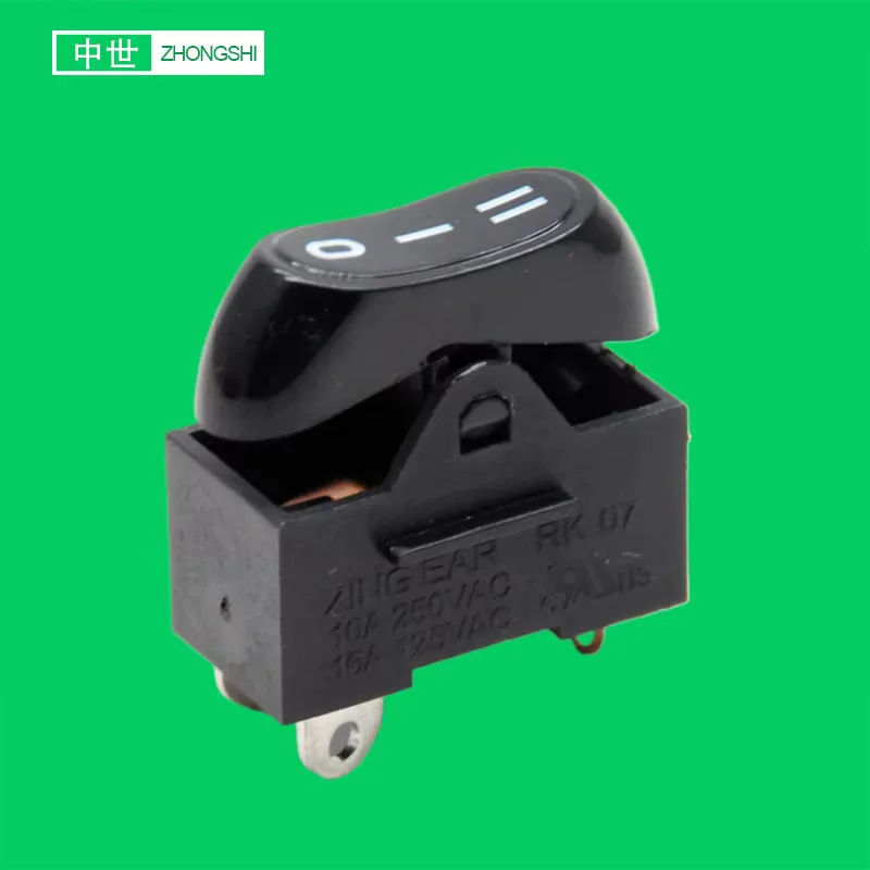 

ZINGEAR RK-07 10A 16A Position 3 Pin Manual Reset Button Rocker Switch For Hair Dryer Home Appliance