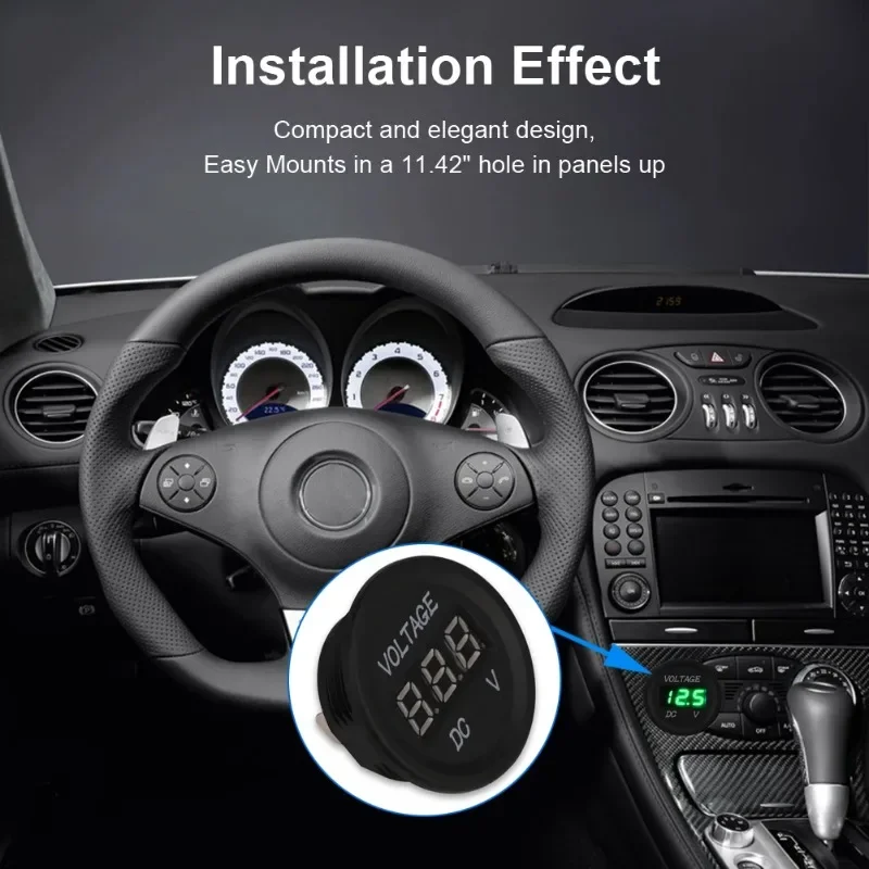 

Volt Gauge DC 12V-24V Digital Voltmeter For Vehicles Motorcycle Universal Waterproof Voltmeter Gauge With Red Blue Green Display