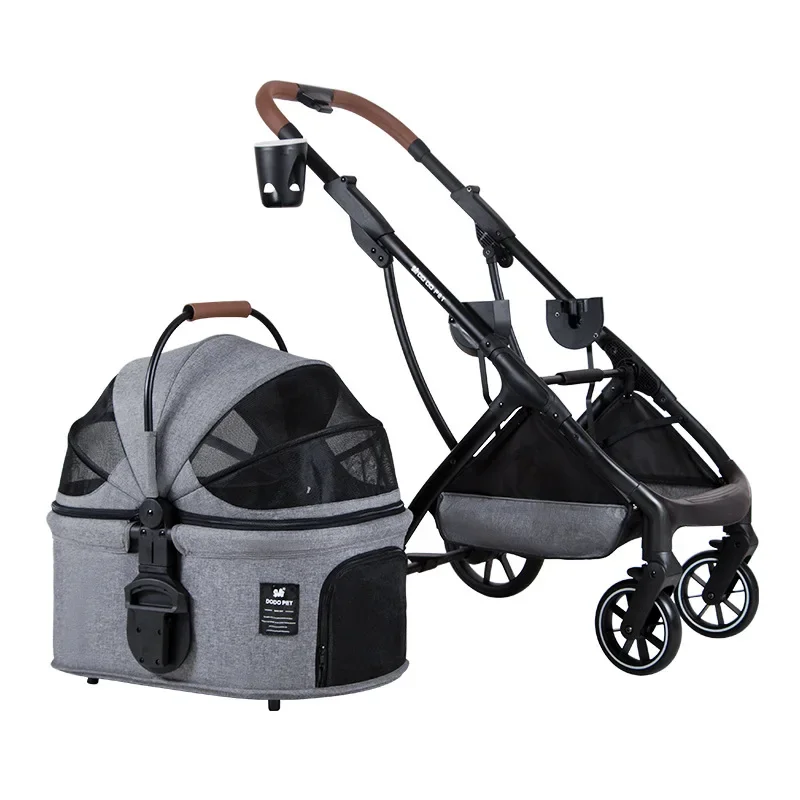Hot Sale Foldable Detachable Four Wheel Pet Stroller Carrier Trolley For Cats And Dogs Japanese Design