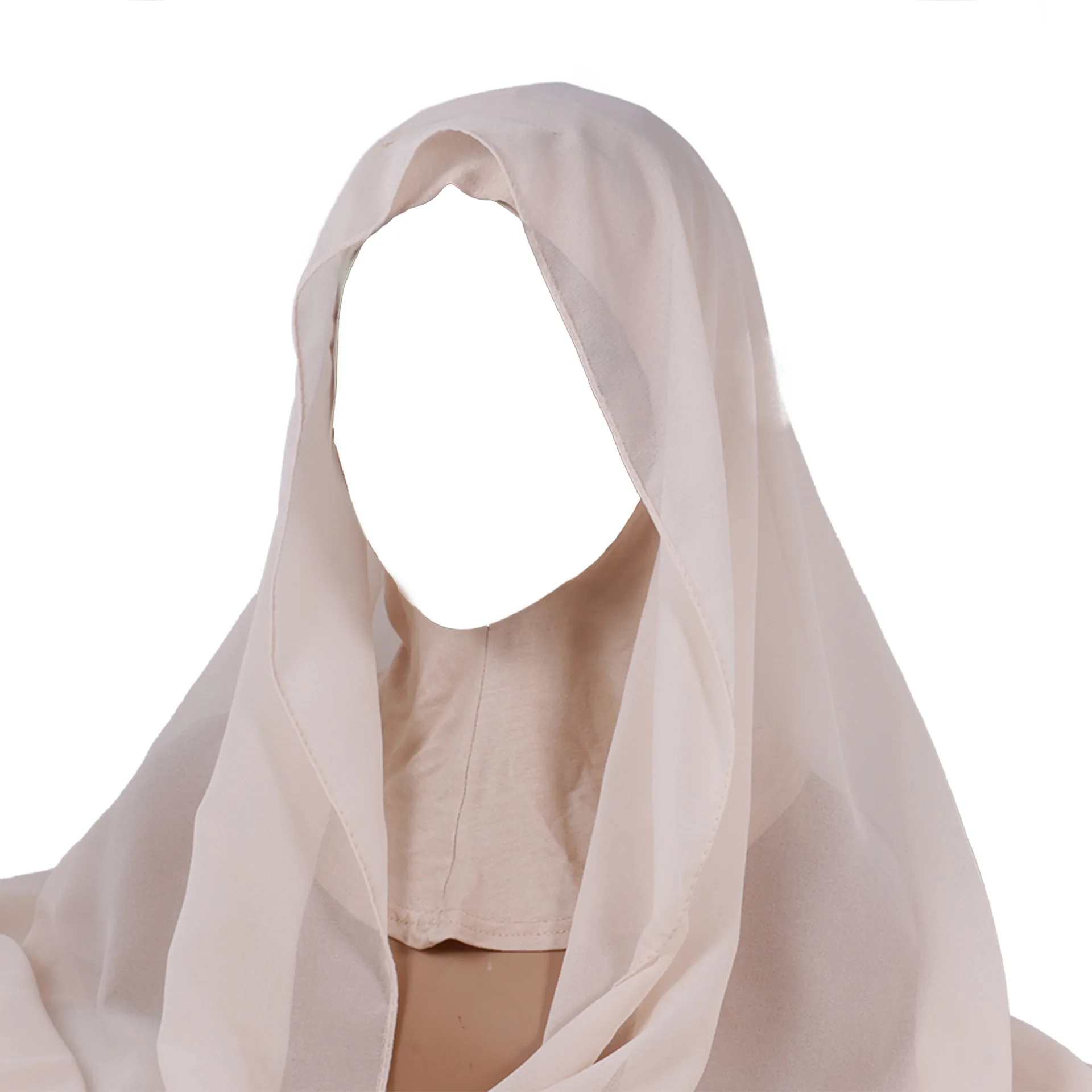 Bottom Cap + Chiffon Headscarf Combination Set New Monochrome Pearl Chiffon Headscarf Cover, Bottom Cap Combination