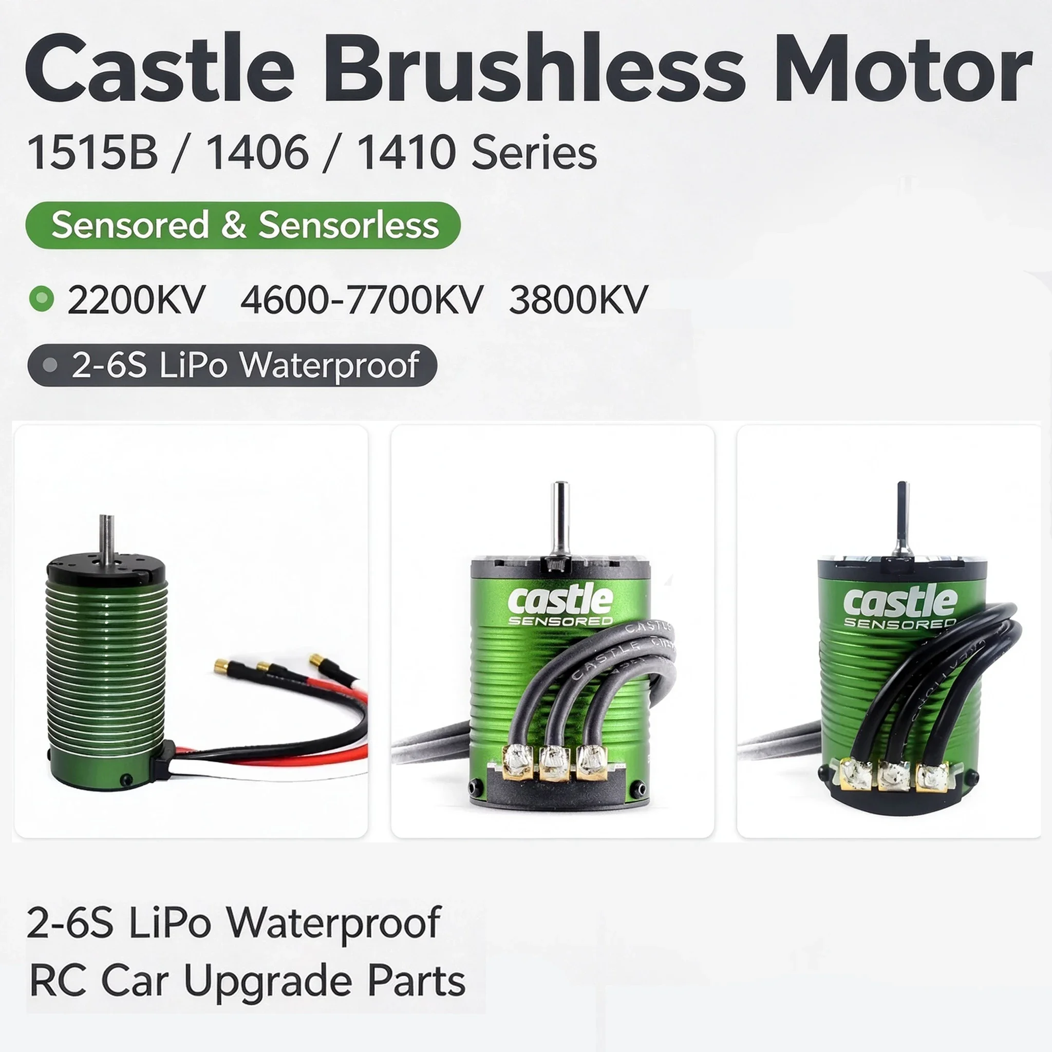 Castle Creations Brushless Motor 1515B 1406 1410 High RPM 2-6S LiPo Waterproof Motor For 1/10 RC Racing Off Road Truck Buggy