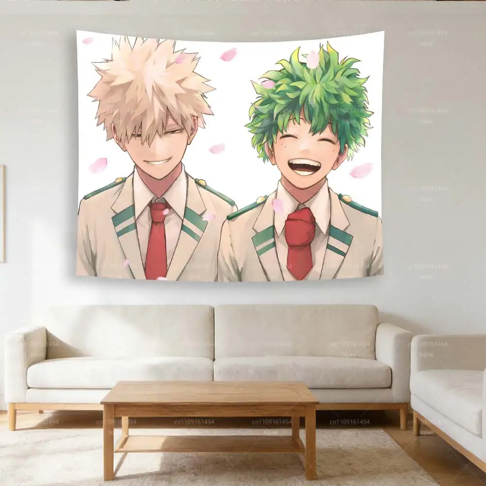 M-Midoriya & B-Bakugo CP Anime-Wandteppich – Wandbehang mit HD-Druck für Schlafzimmer, Wohnheim, Wohnzimmer, Heimdekoration