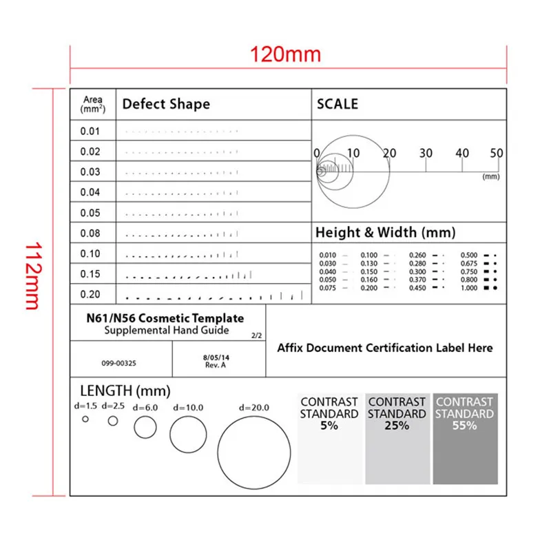 Dotted Line Micrometer Calibration Film Rule Stain Area Defect Inspection Gauge High Transparent Soft PET Measuring Tool