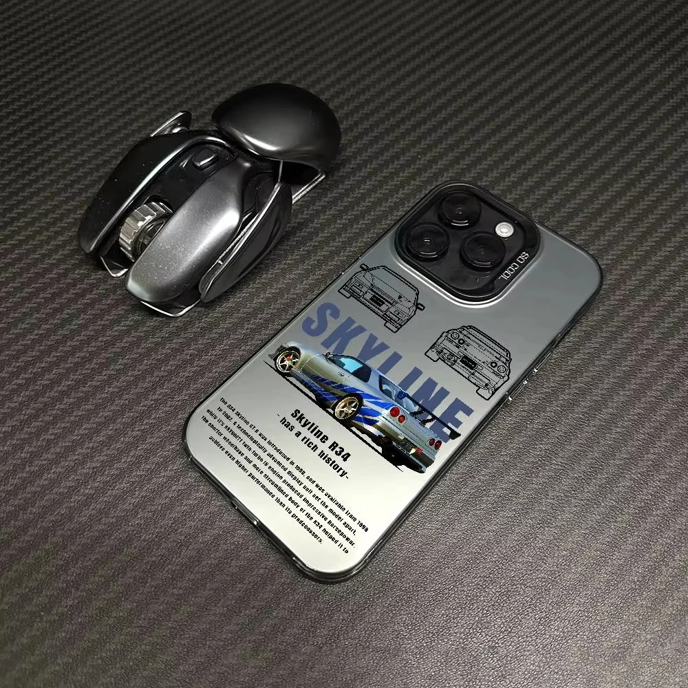 حافظة هاتف F-Fast and F-Furious R-R34 لهاتف آيفون 17 برو 16 15 14 13 12 11 Pro Max 16 Plus 16E 17 غطاء خلفي مضاد للصدمات