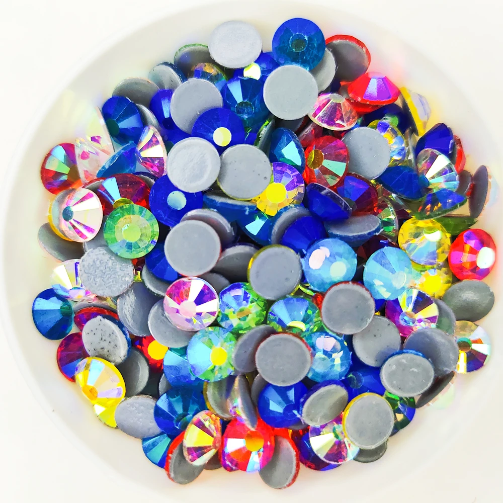 

s6 ~s30(2mm~6.5mm) Mixed AB Color Hot fix rhinestones Super glitter crystal Glass Iron On stones For Fabric garment/Nail Art/DIY