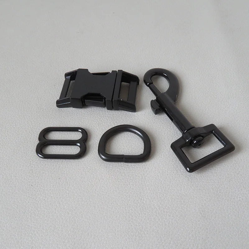 100Sets/Lot Black Metal D Ring Adjuster Belt Release Buckle Hook For Cat Dog Collar Paracord Lobster Clasp Accessory