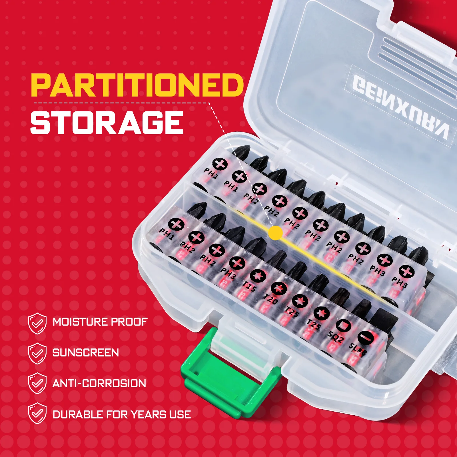 Geinxurn Impact Multi Screwdriver Bits Set, Magnetic S2 Steel Insert Bits Tips and Impact Bit Holder with Base and Storage Box