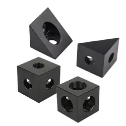 1515/2020 3DV Type Slot Black Corner Connector 90 Degree Angle Bracket CNC Rail Kit for EU Aluminum Profile