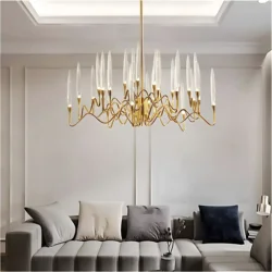 Lampadario di cristallo acrilico di lusso retrò Sala da pranzo Illuminazione a soffitto per soggiorno con luce dorata per lampadari da soggiorno