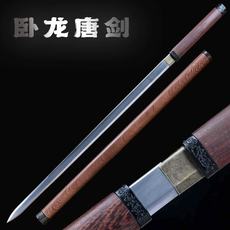 

Handmade Rosewood Full Tang Chinese Sword with Manganese Steel Non-Sharp Shirasaya Training Prop for Martial Arts