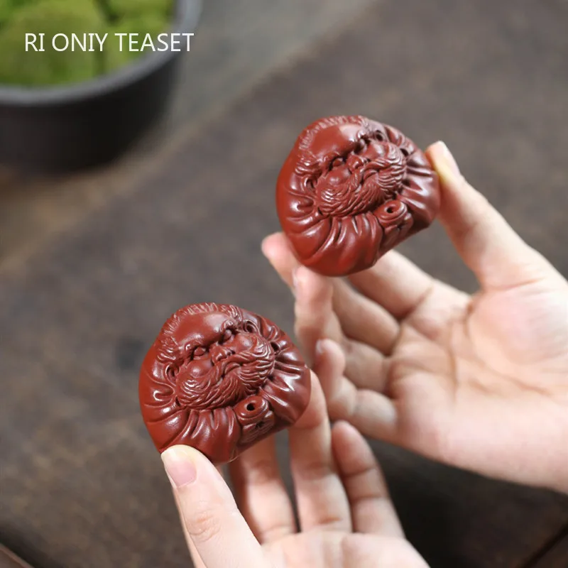 Chinese Yixing Purple Clay Tea Pet Handmade Figure Statue Ornaments Desktop Decors Crafts Creative Zisha Tea Set Decoration
