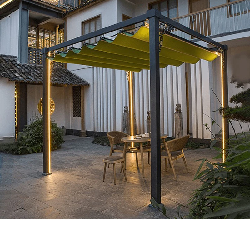 

Outdoor gazebo villa courtyard aluminum alloy sunshade simple outdoor terrace garden design rain-proof pavilion on the roof