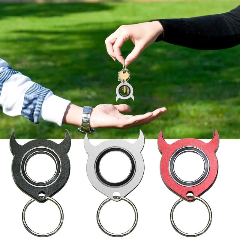 Keychain Spinner Toy Turntable Keychain Fidget Toys Key Flip Finger Spinning Focus Fingertip Toys Kids Adults Stress Relief Toys