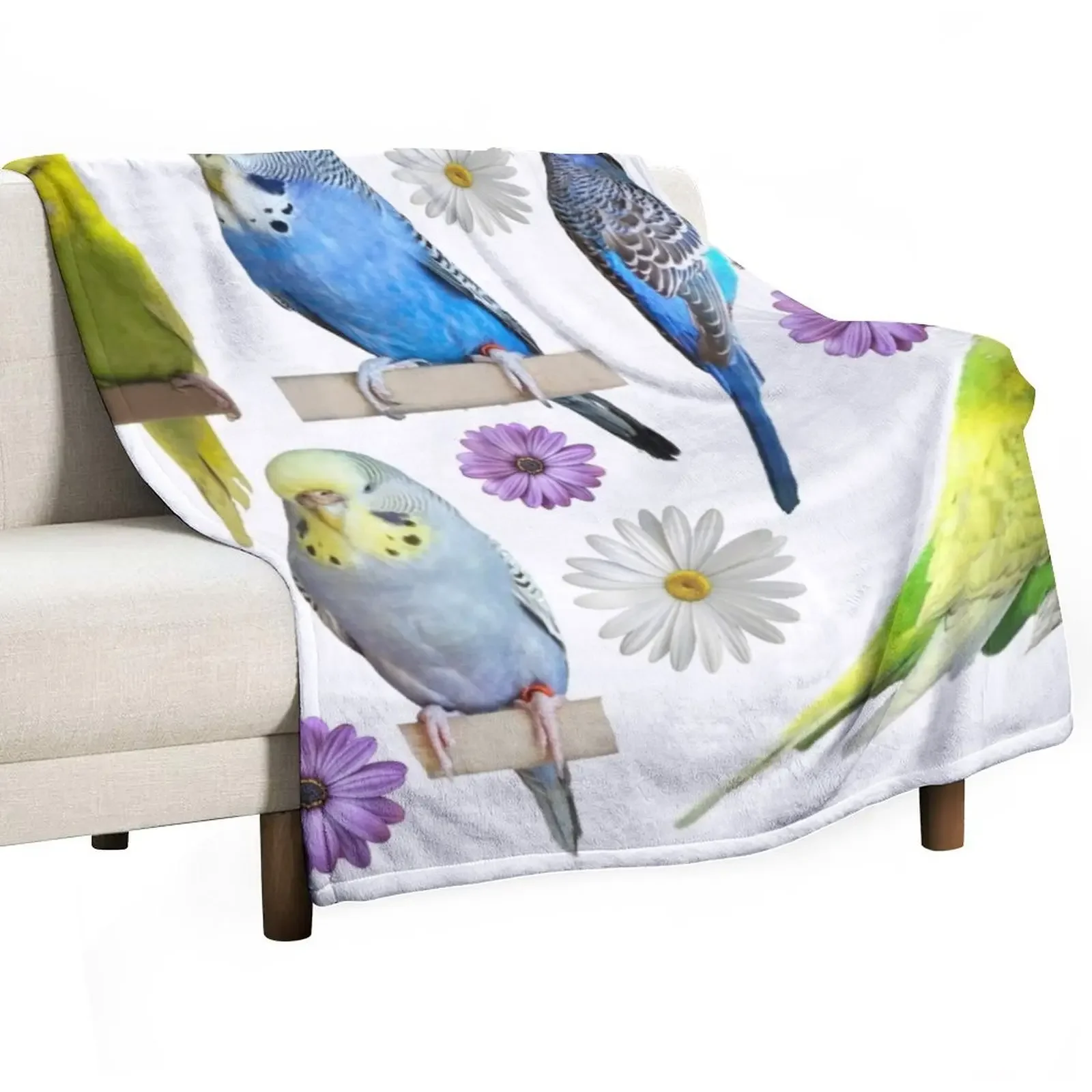 Budgies the beatiful pets. For parakeet lovers Throw Blanket Quilt Picnic Beautifuls Blankets