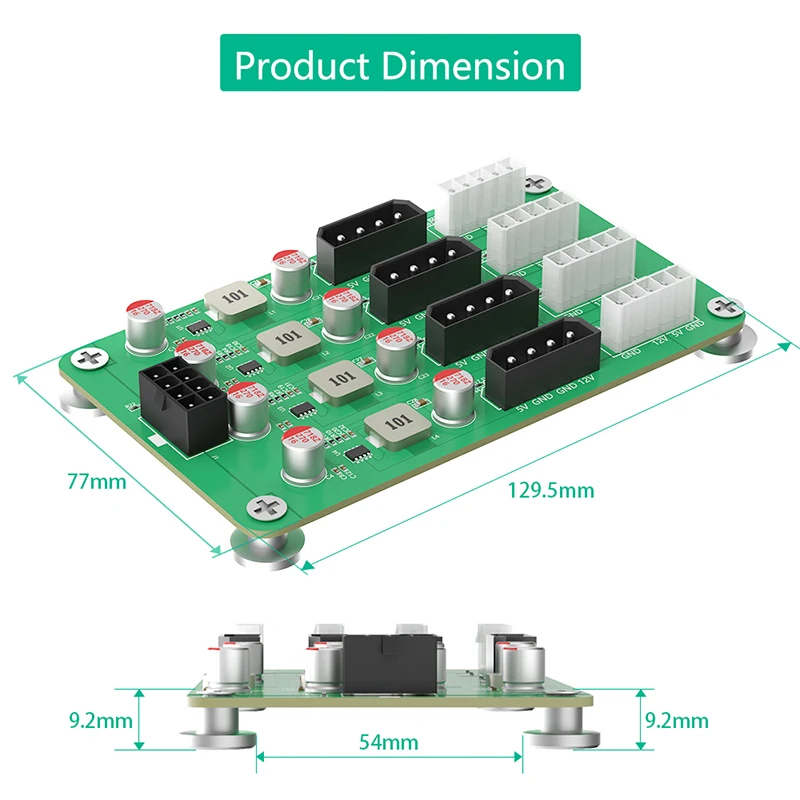 NOWOŚĆ ATX 6/8Pin 12V do 5/12V 4x 4PIN + 4x 5PIN Zasilacz Breakout Board Moduł Adapter Złącze do ATX PSU 2.5/3.5" SATA HDD